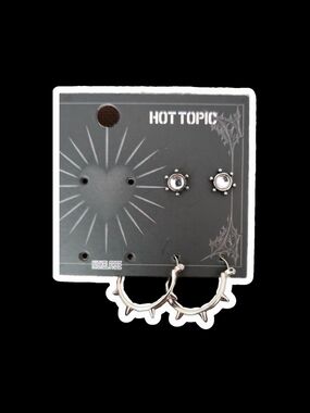 Hot Topic Silver Spike Hoop & Stud Earring Set - Silver
